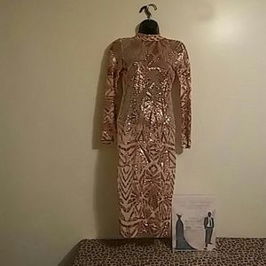 Sheer sequence Keyhole back out dress